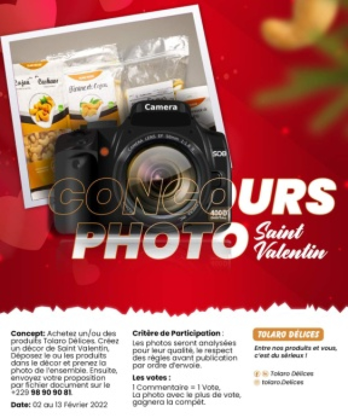 À L’OCCASION DE LA SAINT-VALENTIN : Tolaro Délices organise un jeu concours en photographie