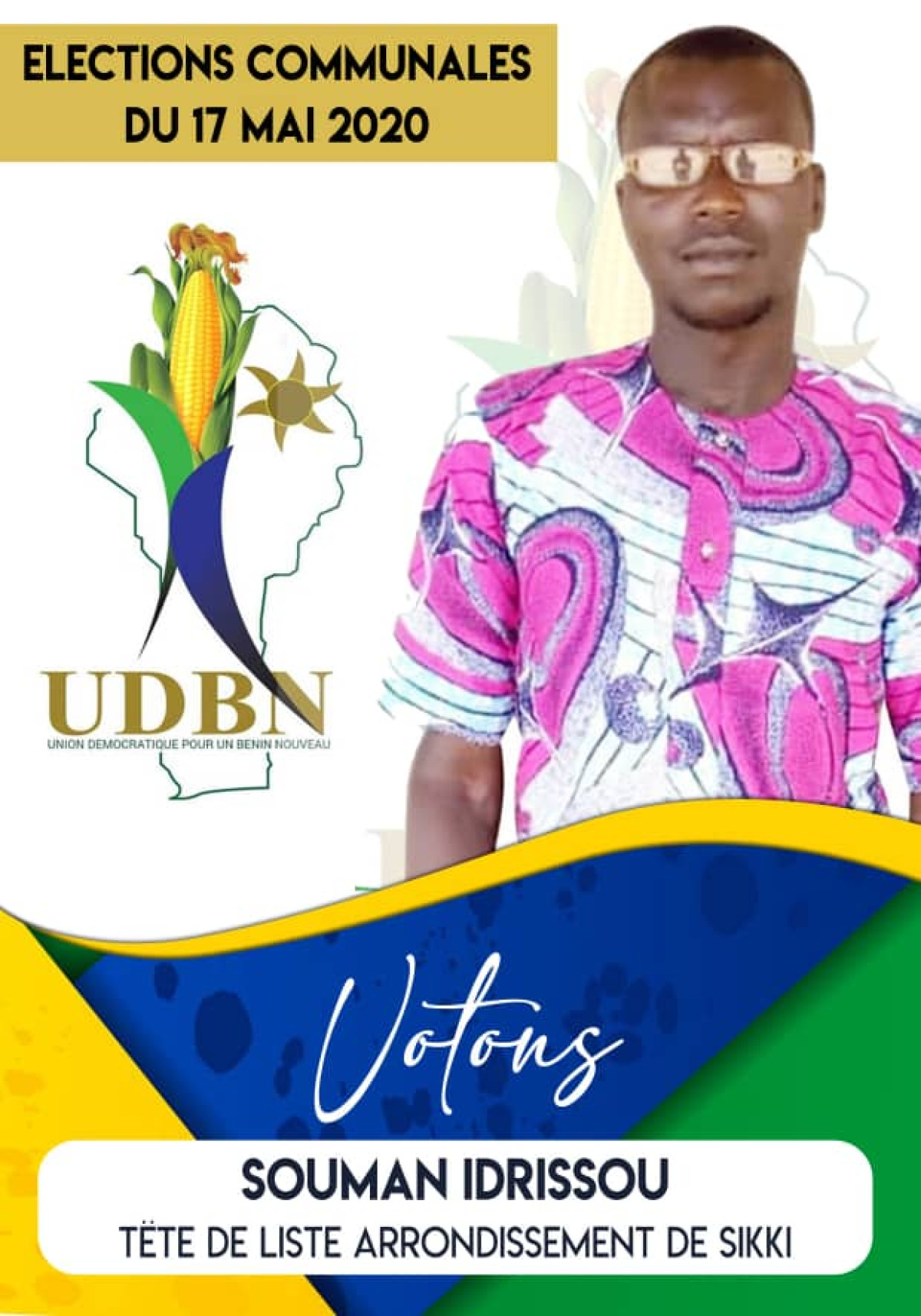COMMUNALES DU 17 MAI 2020 A SINENDÉ : Zoom sur Idrissou Souman de l’Udbn