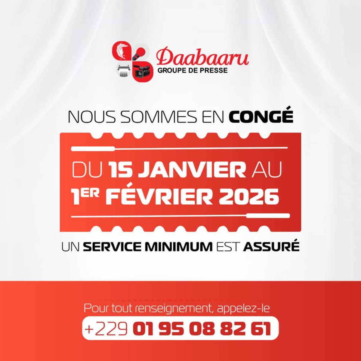 Après une année de travail sans répit :Le personnel du groupe de presse Daabaaru en congé dès demain