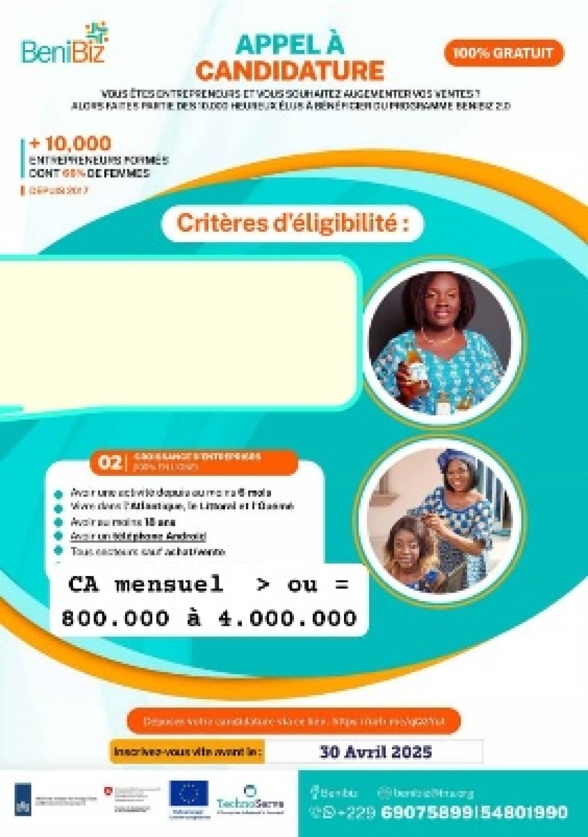 Appel à candidatures au Bénin: inscrivez-vous au programme BeniBiz 2.0 et augmentez vos revenus