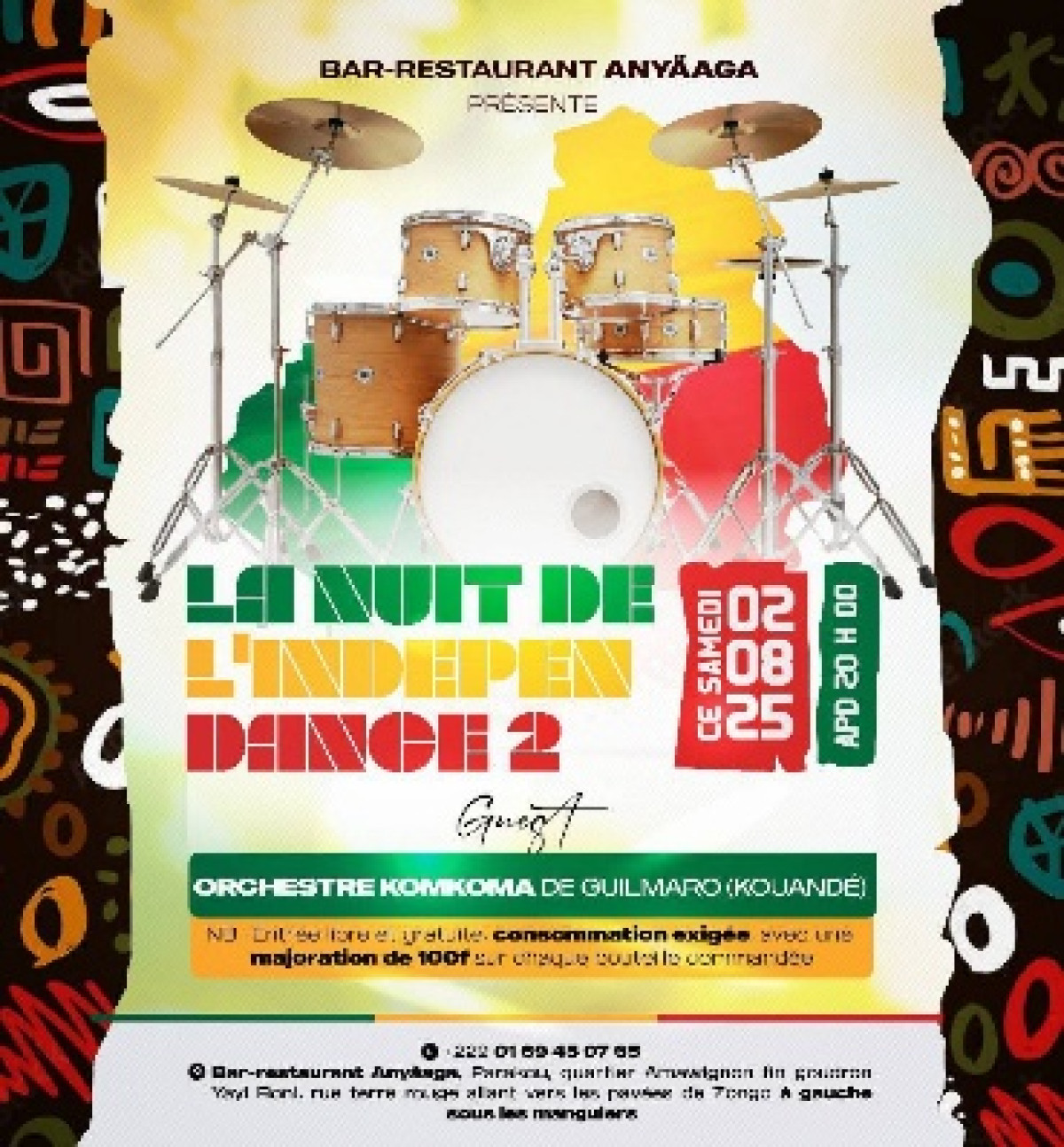 Nuit de l'indépendance à Parakou: l'orchestre Konkoma de Guilmaro au Bar-Restaurant Anyãaga le 1er août