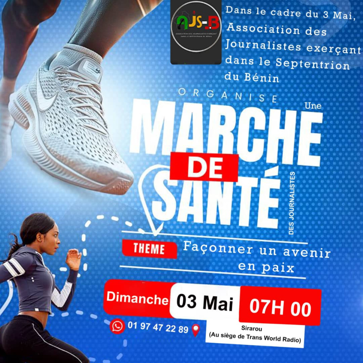 Journée mondiale de la liberté de la presse: l’AJS-B organise une marche de santé le 3 mai à Sirarou