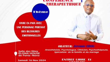 APRÈS PARAKOU POUR SA CONFÉRENCE  : Le « Groupe secret des couples heureux » met le cap sur Porto-Novo      . Jérémie Orou sera le samedi 16 novembre à l&rsquo;hôtel Elona House 