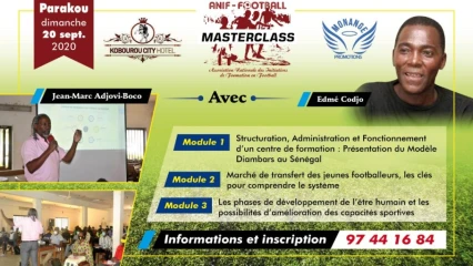 MASTER-CLASS ANIF-FOOT : Après Cotonou, Adjovi-Boco et Codjo à Parakou le 20 septembre prochain  . Les inscriptions se poursuivent