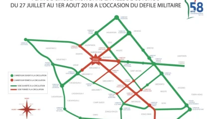 POUR LA FÊTE DE L&rsquo;INDÉPENDANCE À COTONOU,  Voici le plan de circulation dans la ville du 27 Juillet au 1er Août