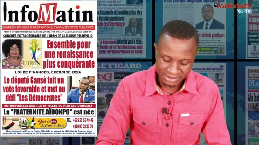 REVUE DES TITRES DE CE JEUDI 14 DÉCEMBRE 2033. PRÉSENTATION HERMANN HOUNSOU