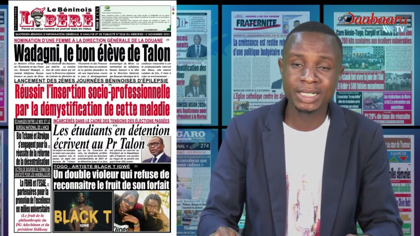 REVUE DES TITRES DE CE MERCREDI 15 NOVEMBRE 2023 SUR DAABAARU TV. Présentation Hermann HOUNSOU