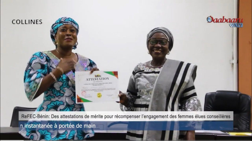 ReFEC BÉNIN: Des attestations de mérite pour récompenser l’engagement des femmes élues conseillères